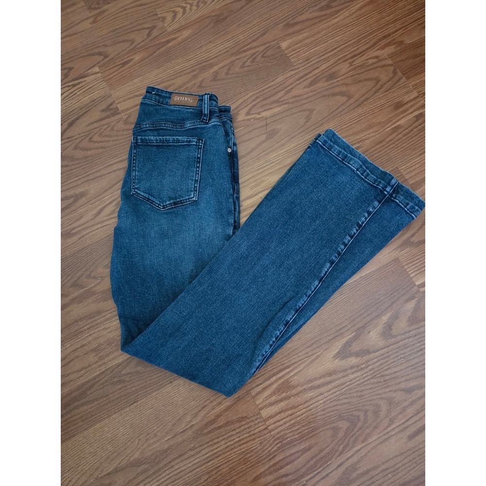 Shyanne Womens High Rise Flare‎ Jeans Blue Medium Wash Denim Size 29 x 34L